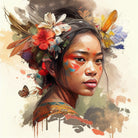 Watercolor Floral Indonesian Native Woman #3 by Isabel Cerdá Muñoz on GIANT ART - brown digital painting