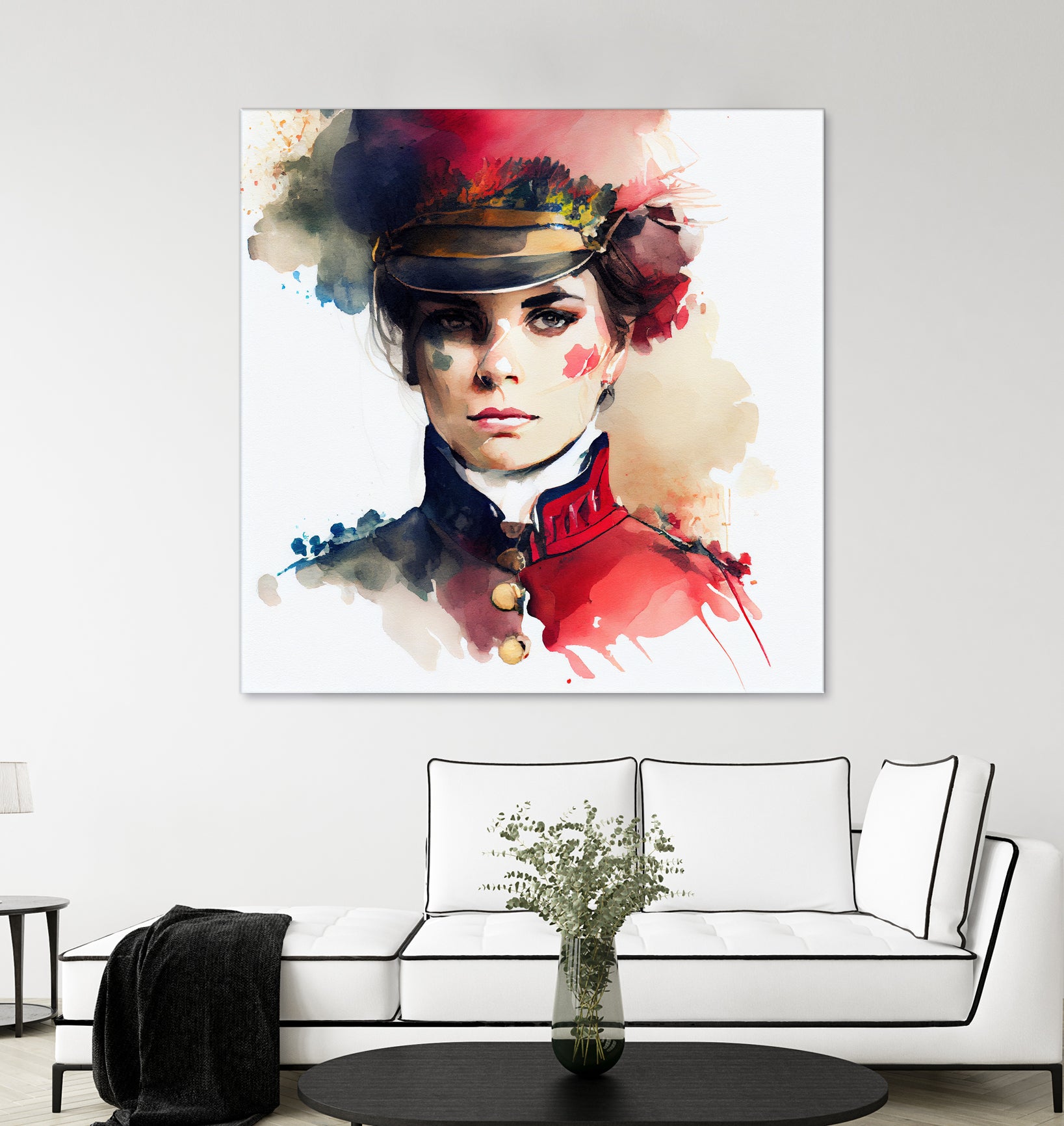 Watercolor Napoleonic Soldier Woman #3 by Isabel Cerdá Muñoz on GIANT ART - red digital painting