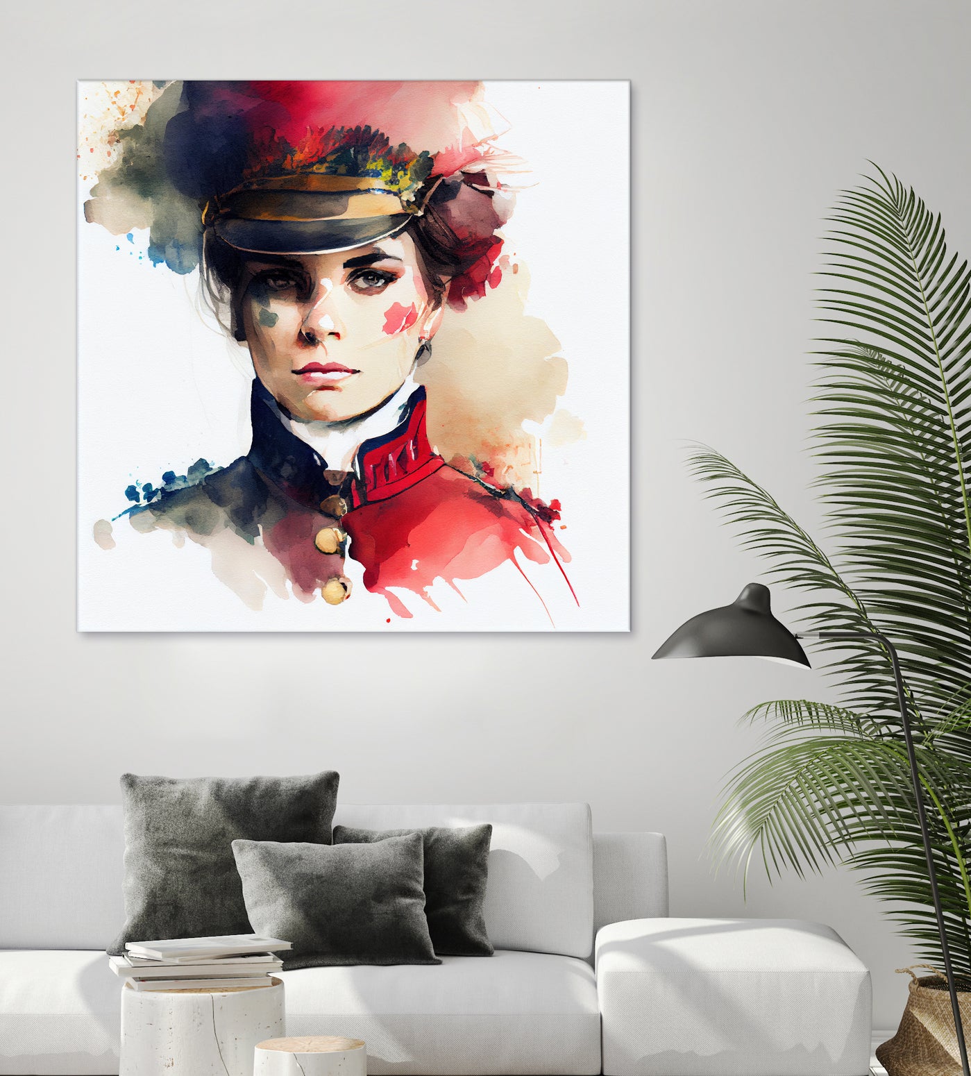 Watercolor Napoleonic Soldier Woman #3 by Isabel Cerdá Muñoz on GIANT ART - red digital painting