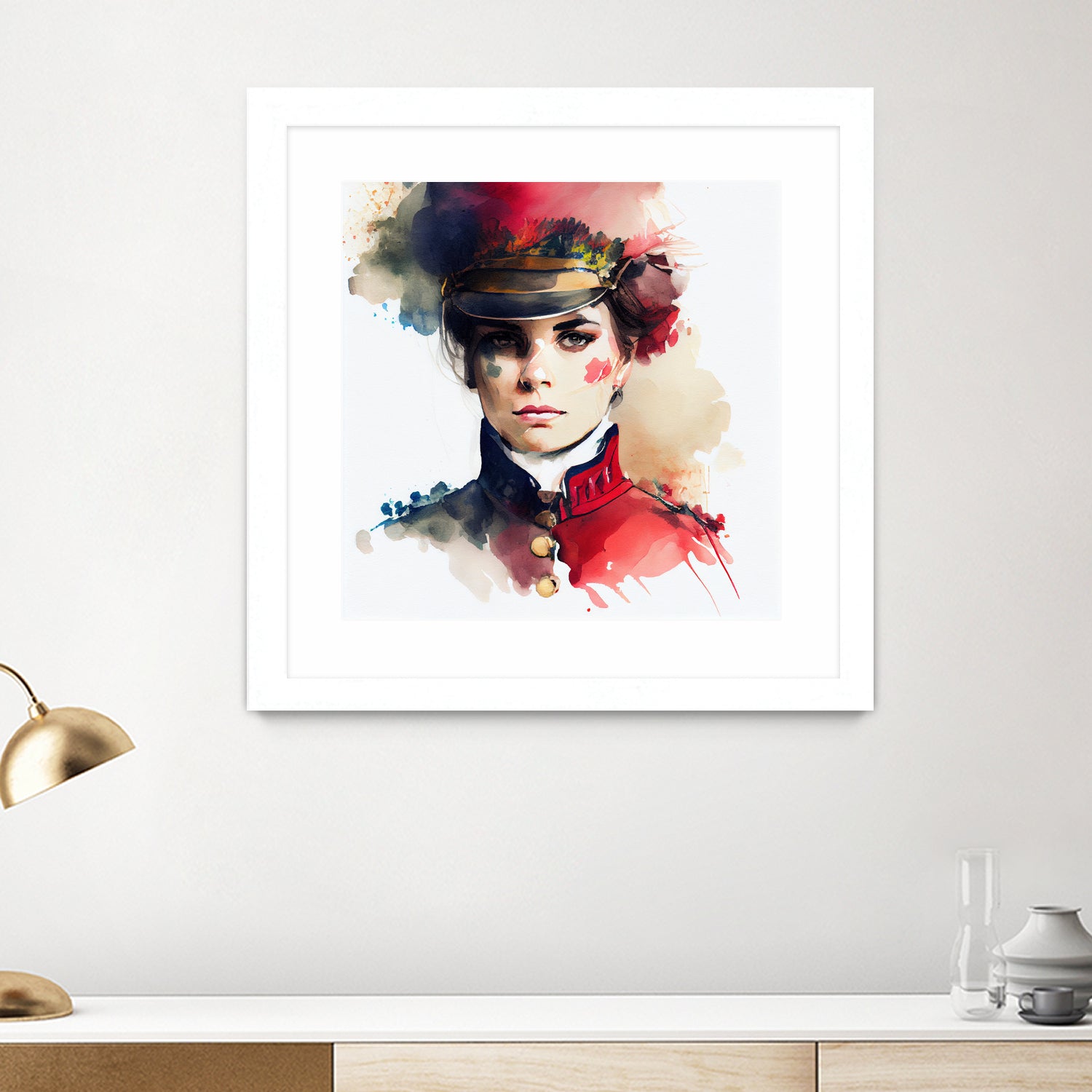 Watercolor Napoleonic Soldier Woman #3 by Isabel Cerdá Muñoz on GIANT ART - red digital painting