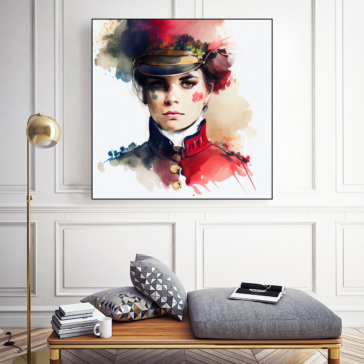 Watercolor Napoleonic Soldier Woman #3 by Isabel Cerdá Muñoz on GIANT ART - red digital painting