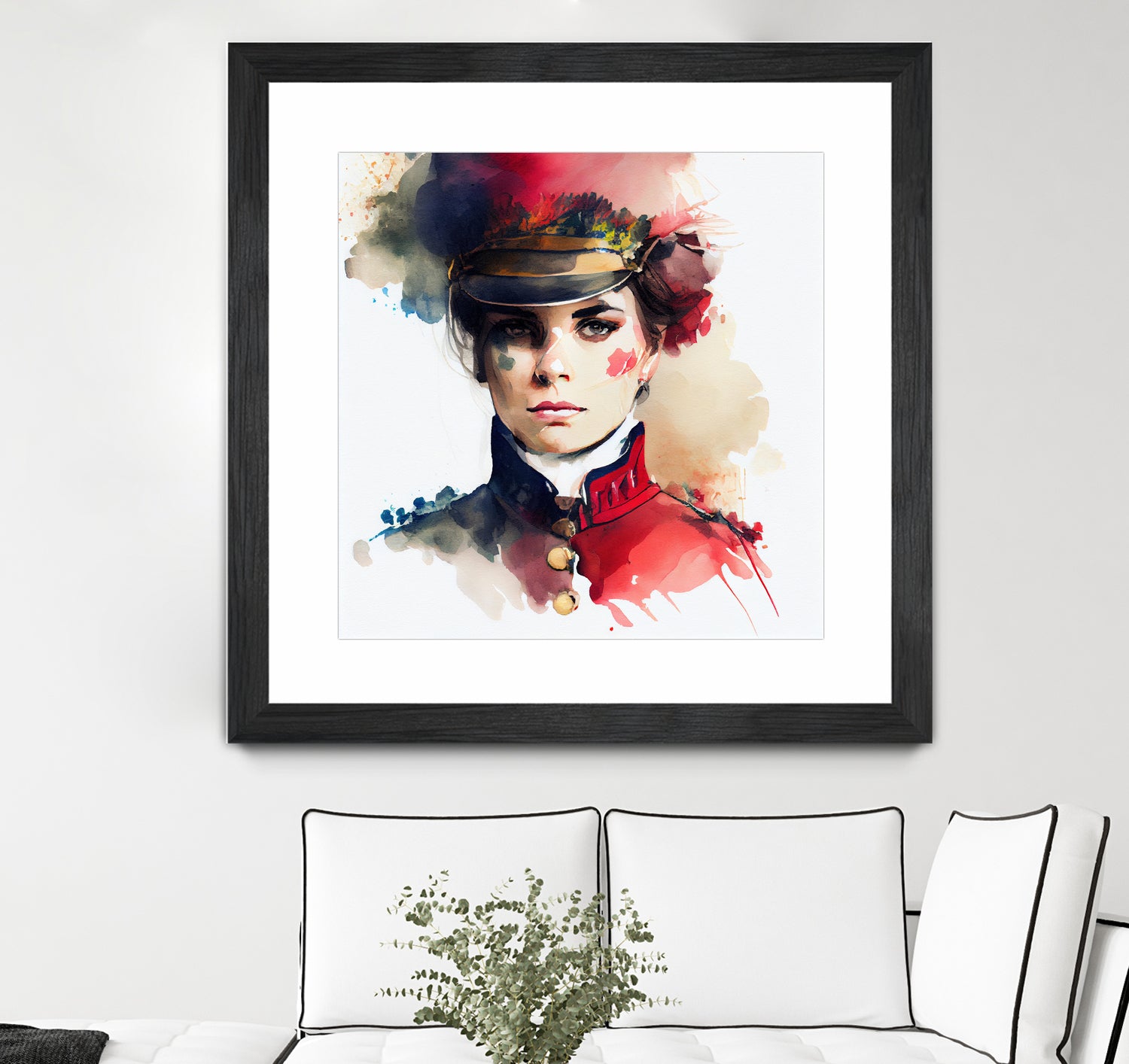 Watercolor Napoleonic Soldier Woman #3 by Isabel Cerdá Muñoz on GIANT ART - red digital painting