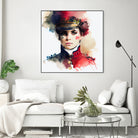 Watercolor Napoleonic Soldier Woman #3 by Isabel Cerdá Muñoz on GIANT ART - red digital painting