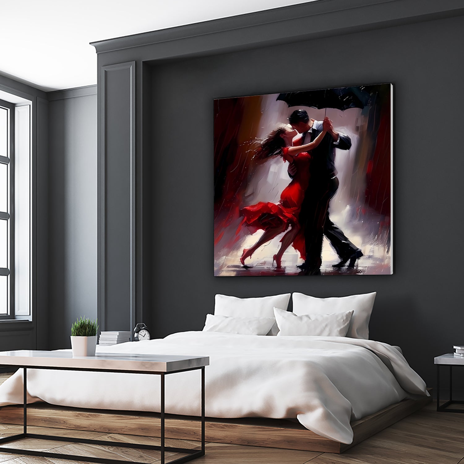 Tango in the rain. by Ievgeniia Bidiuk on GIANT ART - red digital painting