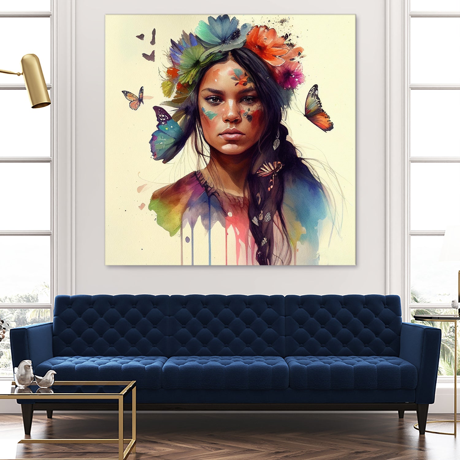 Watercolor Floral Indian Native Woman #11 by Isabel Cerdá Muñoz on GIANT ART - brown digital painting