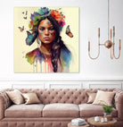 Watercolor Floral Indian Native Woman #11 by Isabel Cerdá Muñoz on GIANT ART - brown digital painting