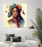 Watercolor Floral Indian Native Woman #11 by Isabel Cerdá Muñoz on GIANT ART - brown digital painting