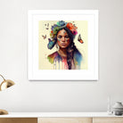 Watercolor Floral Indian Native Woman #11 by Isabel Cerdá Muñoz on GIANT ART - brown digital painting