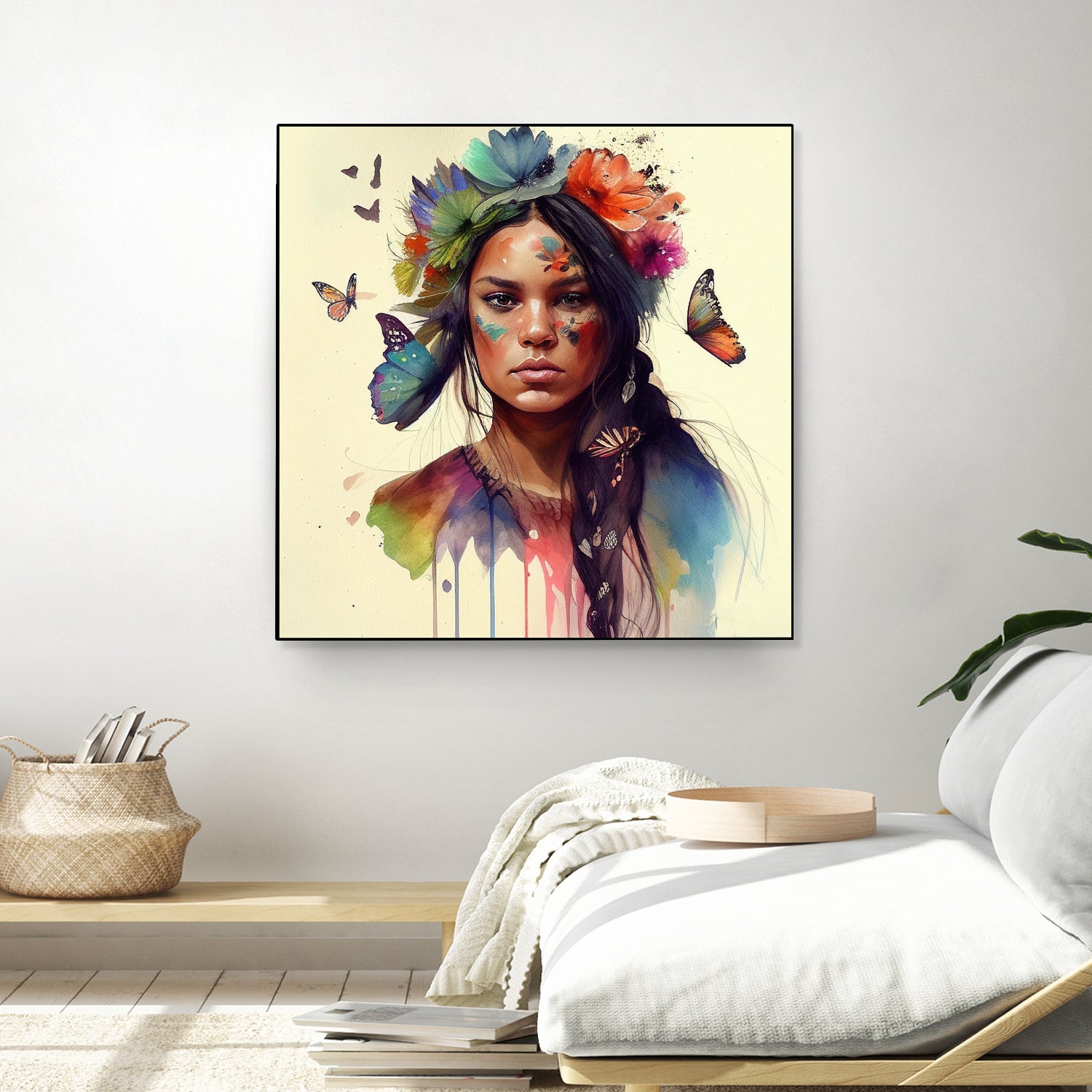 Watercolor Floral Indian Native Woman #11 by Isabel Cerdá Muñoz on GIANT ART - brown digital painting