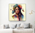 Watercolor Floral Indian Native Woman #11 by Isabel Cerdá Muñoz on GIANT ART - brown digital painting