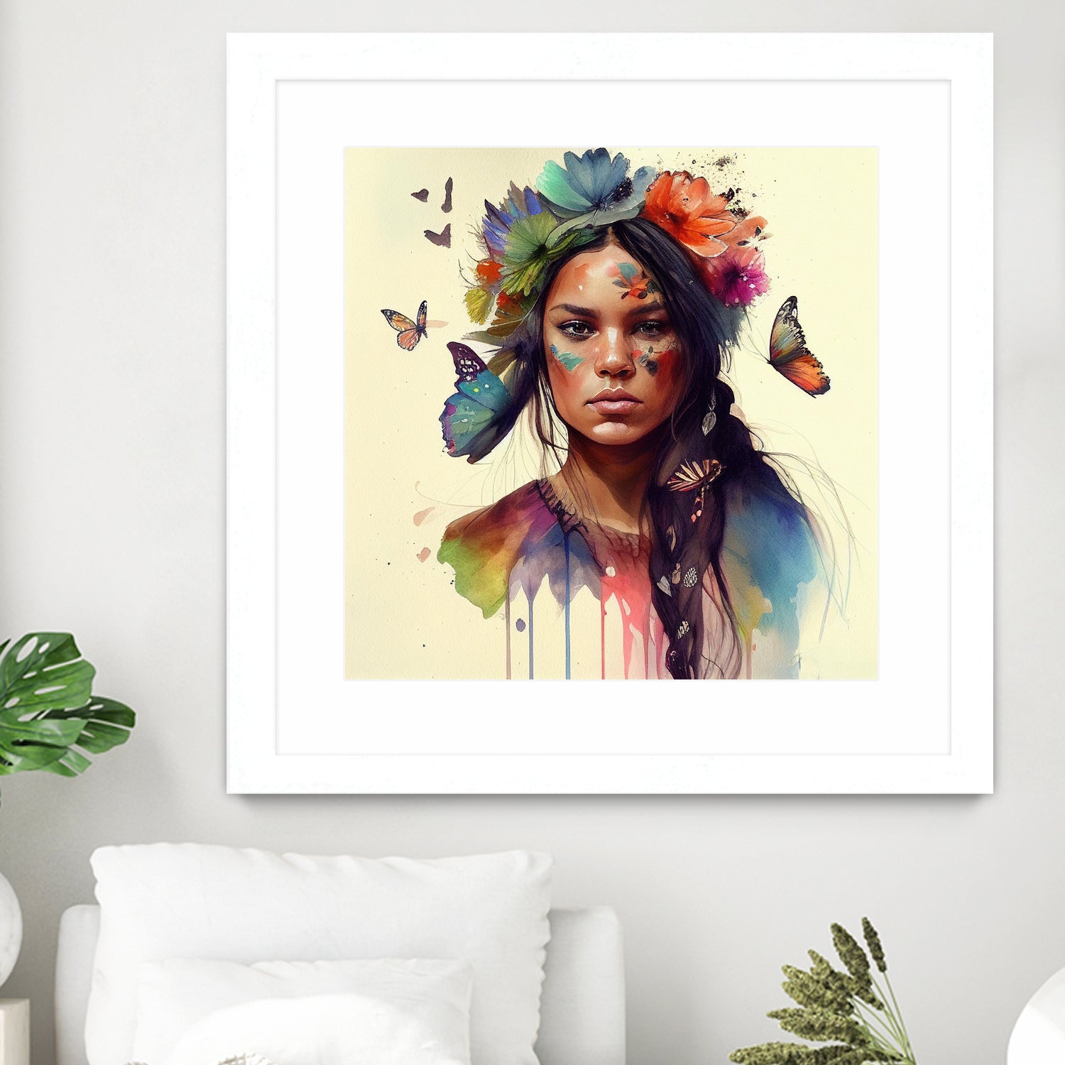 Watercolor Floral Indian Native Woman #11 by Isabel Cerdá Muñoz on GIANT ART - brown digital painting