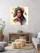 Watercolor Floral Indian Native Woman #11 by Isabel Cerdá Muñoz on GIANT ART - brown digital painting