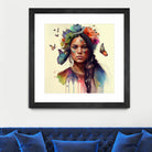 Watercolor Floral Indian Native Woman #11 by Isabel Cerdá Muñoz on GIANT ART - brown digital painting