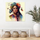 Watercolor Floral Indian Native Woman #11 by Isabel Cerdá Muñoz on GIANT ART - brown digital painting