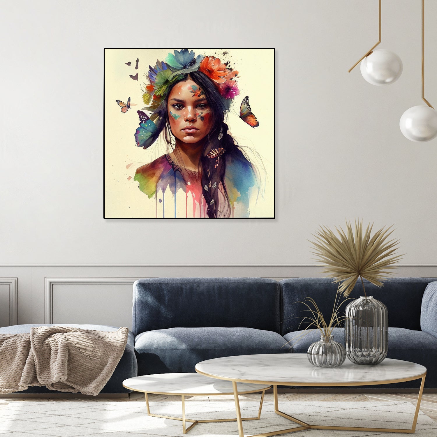 Watercolor Floral Indian Native Woman #11 by Isabel Cerdá Muñoz on GIANT ART - brown digital painting