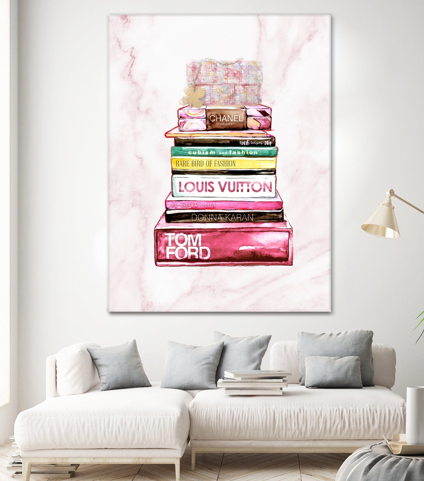 stack of fashion books and a gucci bag by miguel angel romero franco on GIANT ART - pink digital drawing