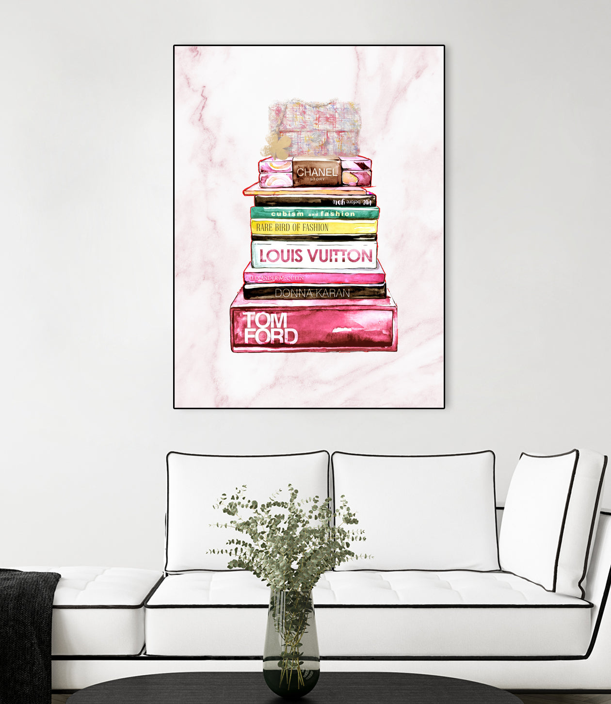 stack of fashion books and a gucci bag by miguel angel romero franco on GIANT ART - pink digital drawing