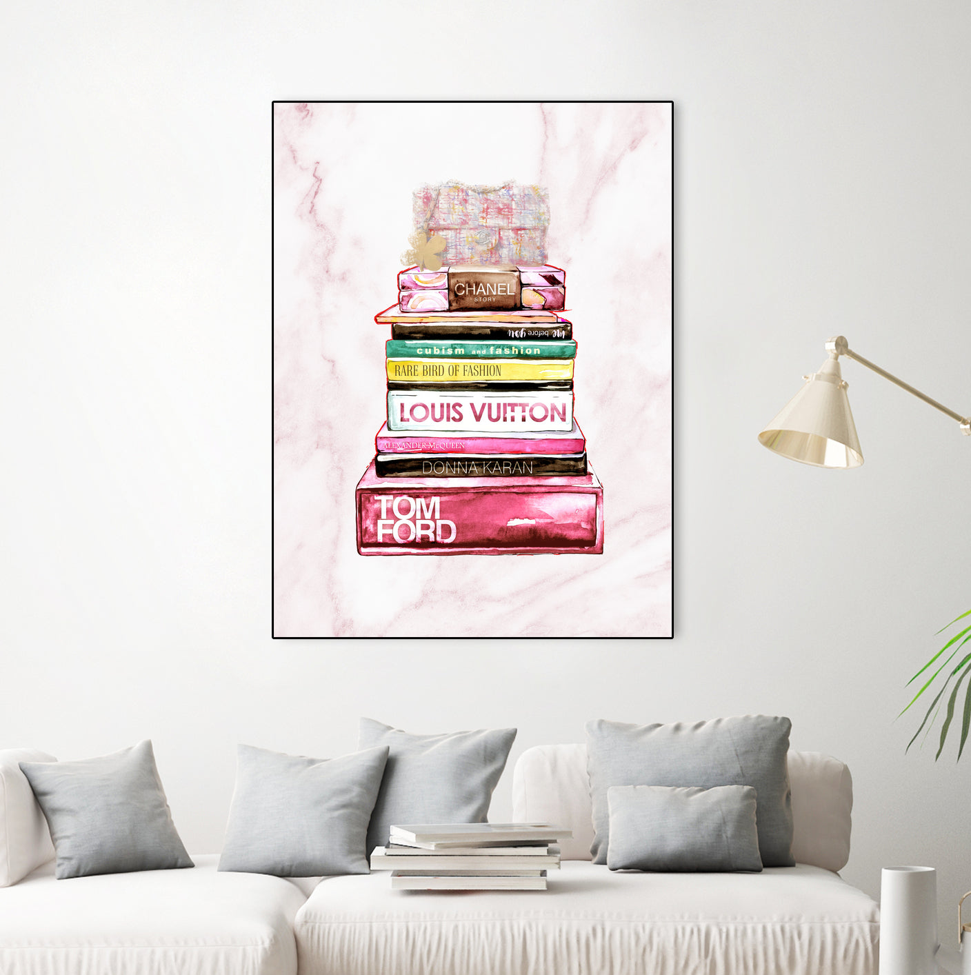 stack of fashion books and a gucci bag by miguel angel romero franco on GIANT ART - pink digital drawing