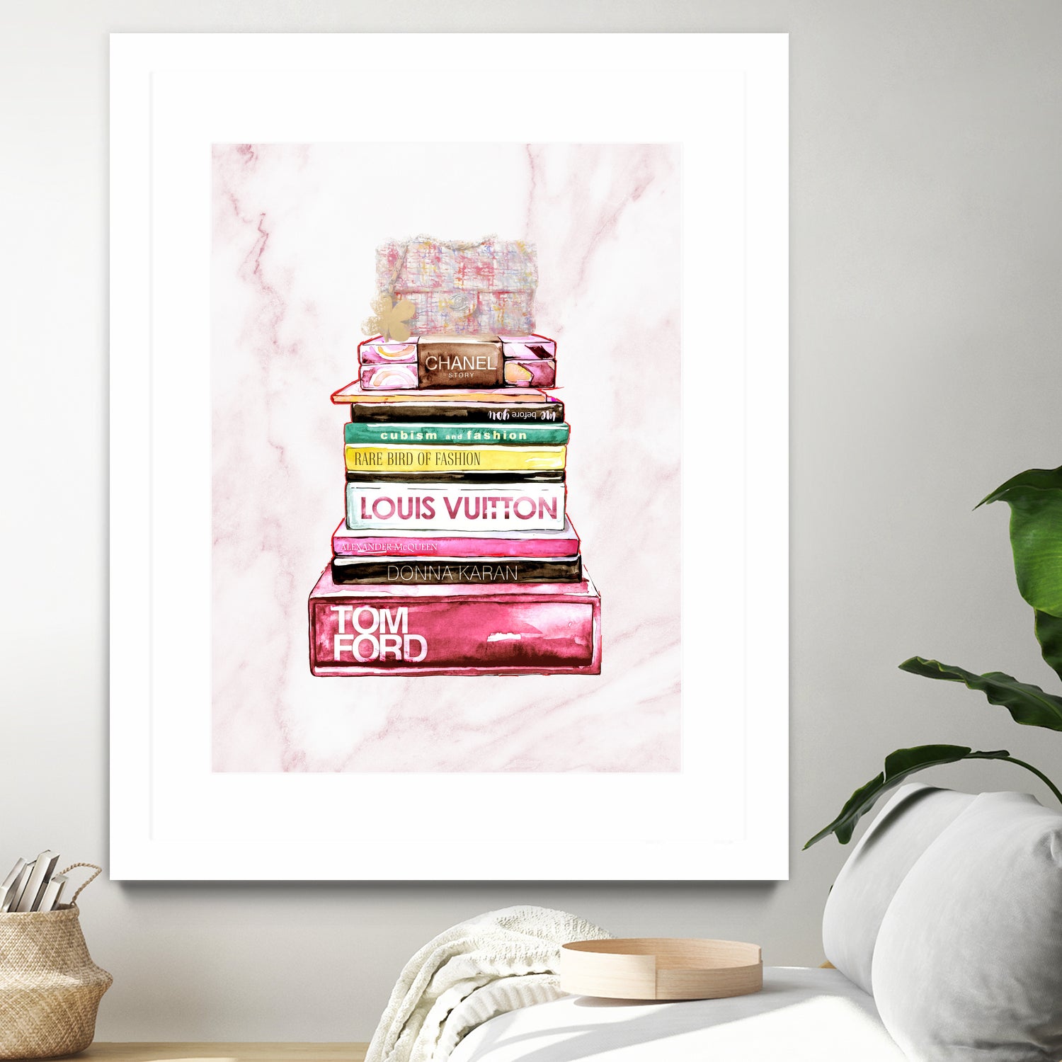 stack of fashion books and a gucci bag by miguel angel romero franco on GIANT ART - pink digital drawing