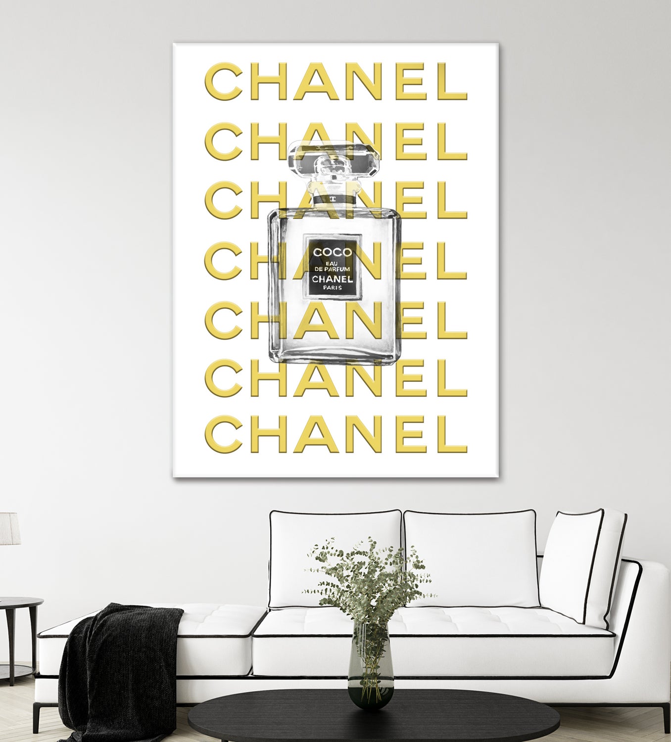 Chanel perfume fashion poster by miguel angel romero franco on GIANT ART - yellow digital drawing