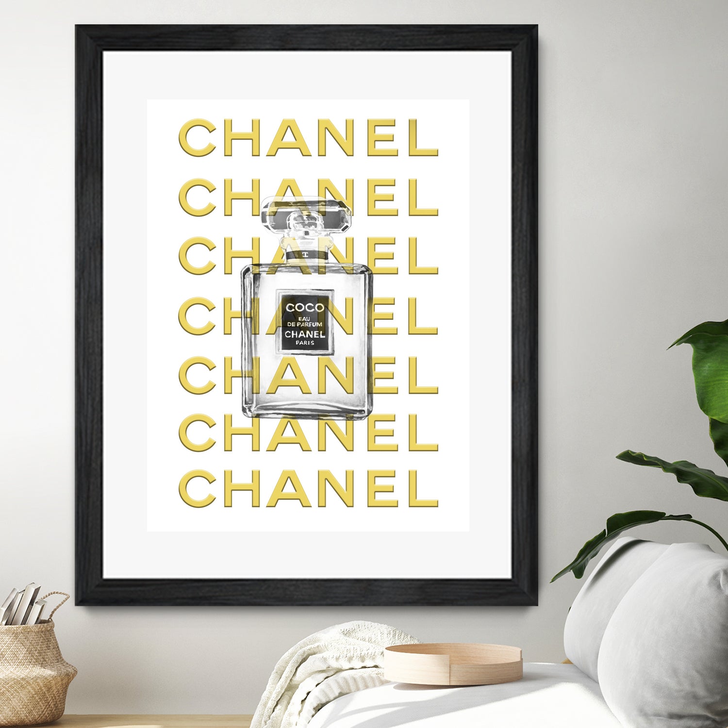 Chanel perfume fashion poster by miguel angel romero franco on GIANT ART - yellow digital drawing