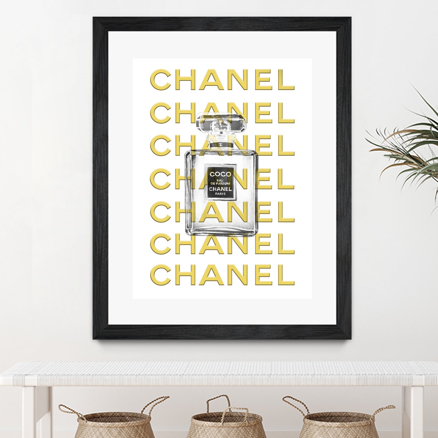 Chanel perfume fashion poster by miguel angel romero franco on GIANT ART - yellow digital drawing