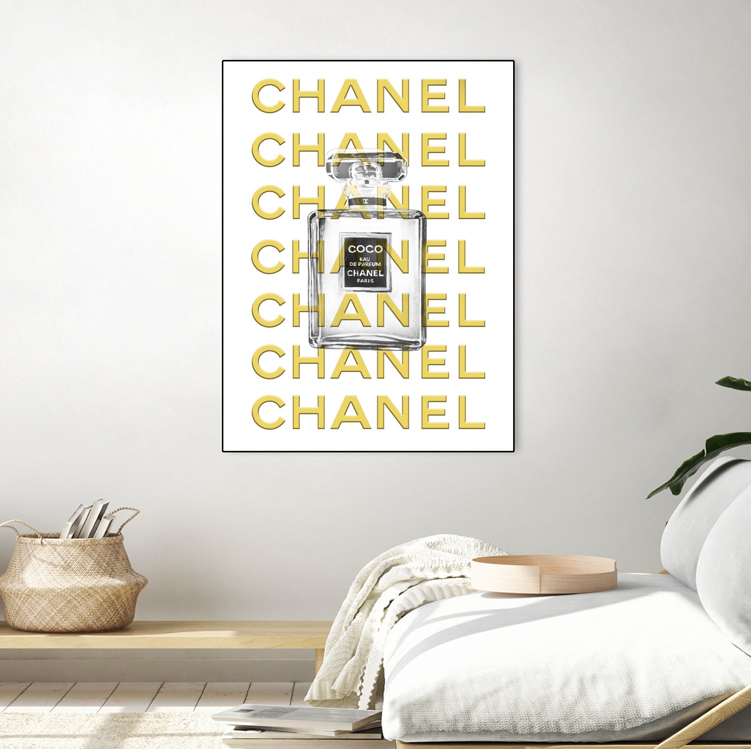 Chanel perfume fashion poster by miguel angel romero franco on GIANT ART - yellow digital drawing