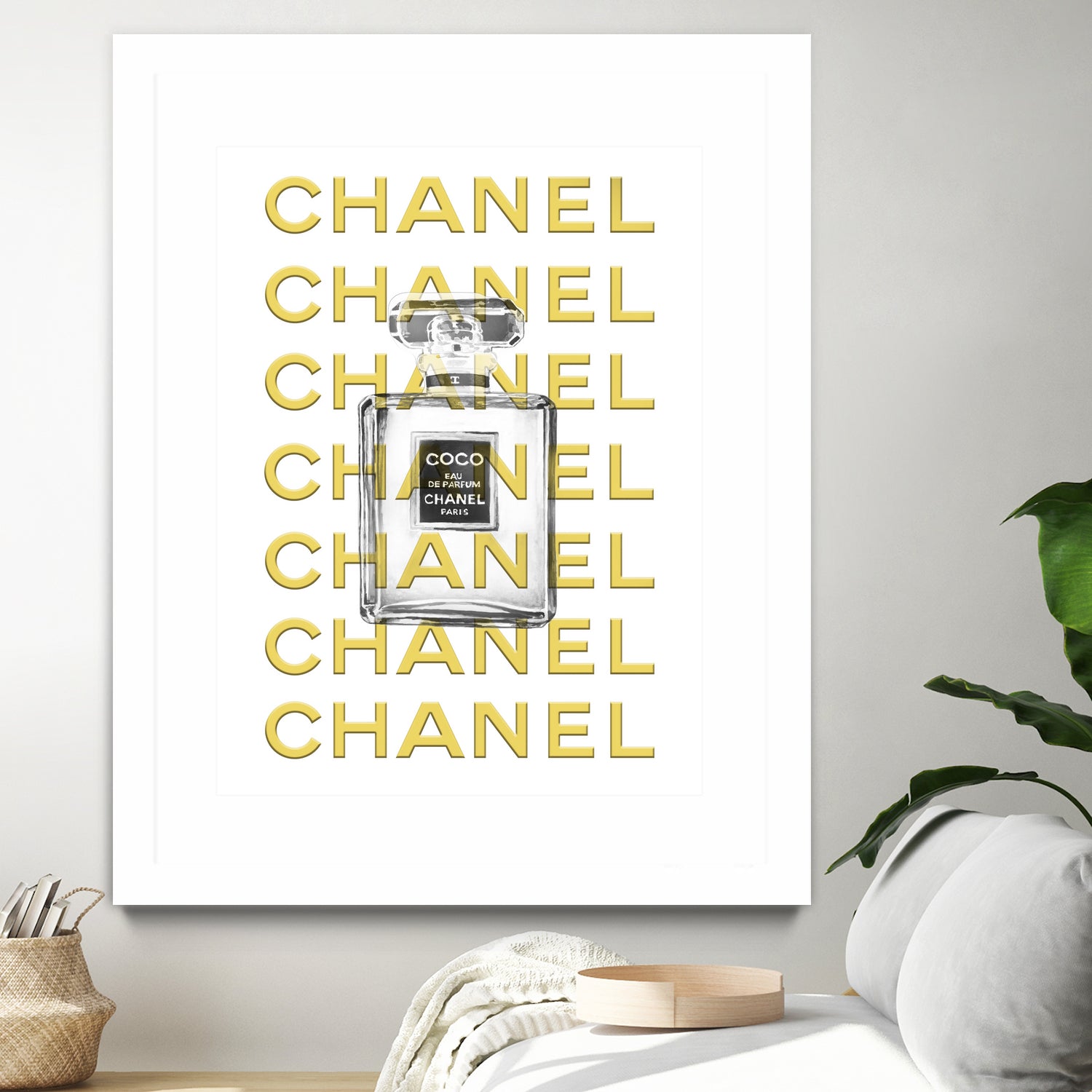 Chanel perfume fashion poster by miguel angel romero franco on GIANT ART - yellow digital drawing