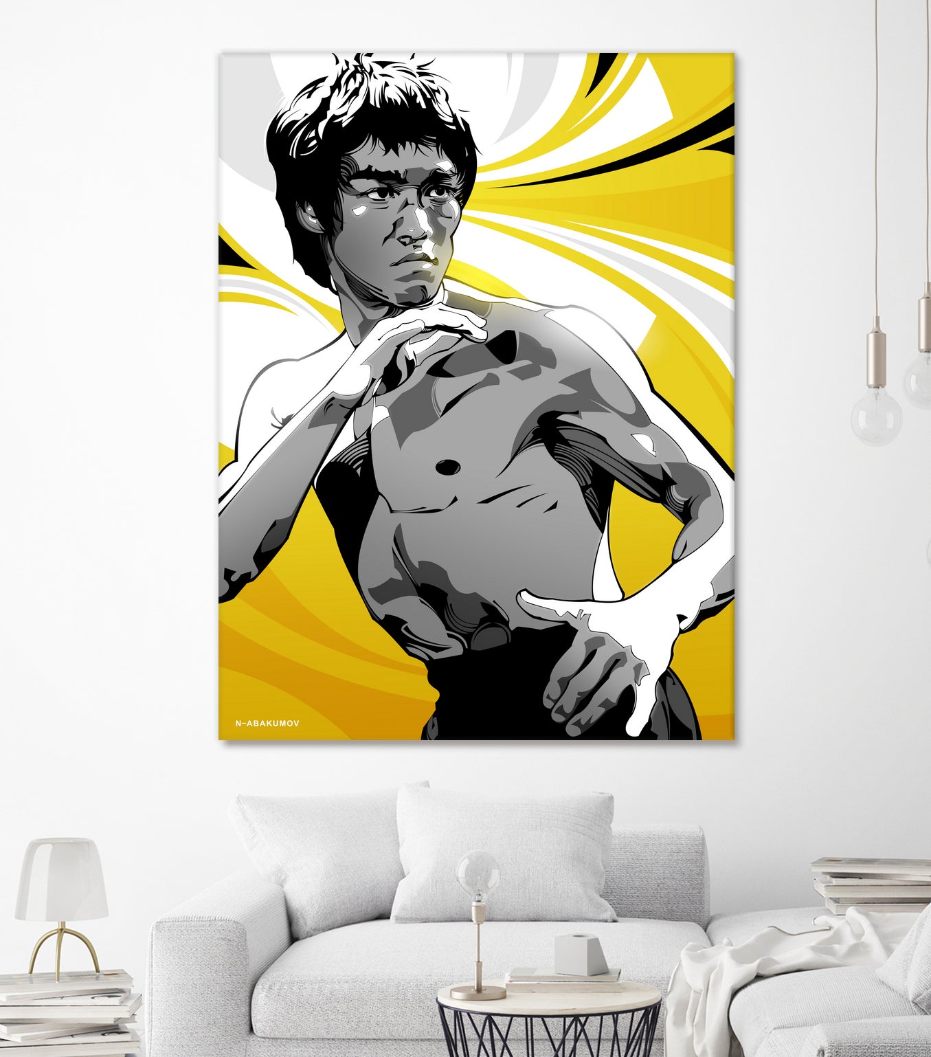 Bruce Lee by Nikita Abakumov on GIANT ART - yellow vector illustration