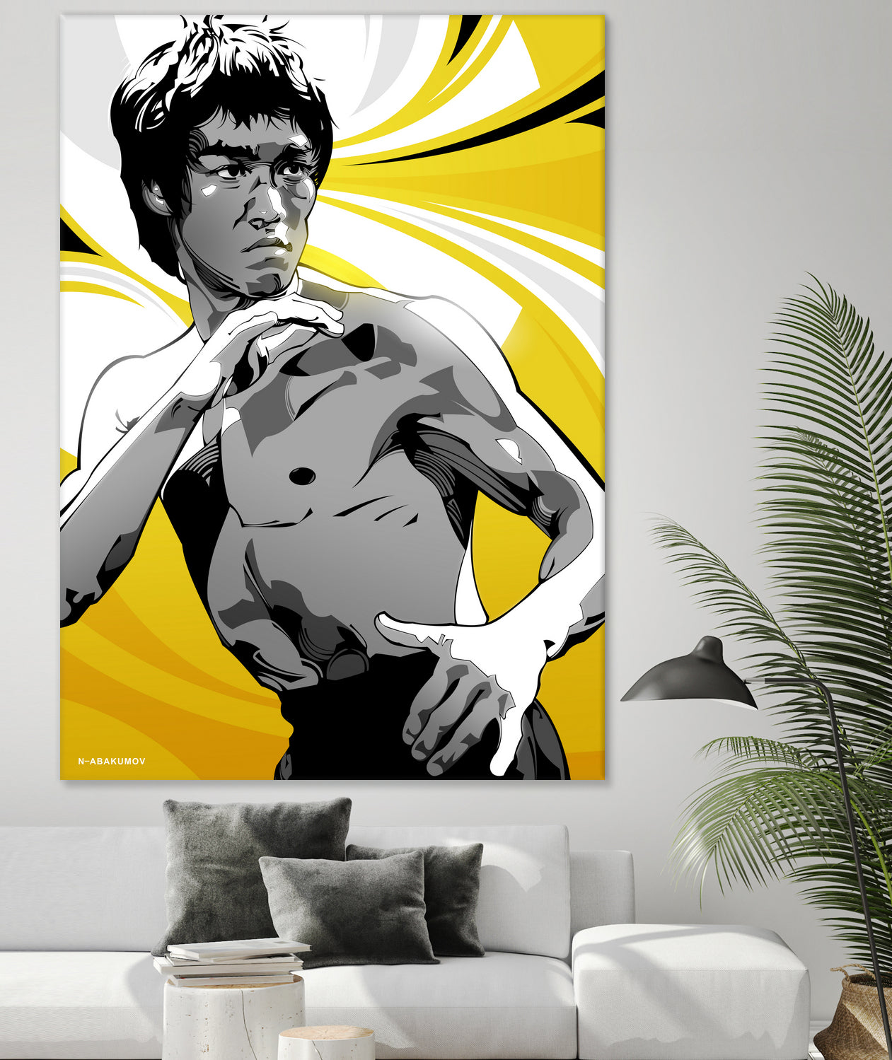 Bruce Lee by Nikita Abakumov on GIANT ART - yellow vector illustration