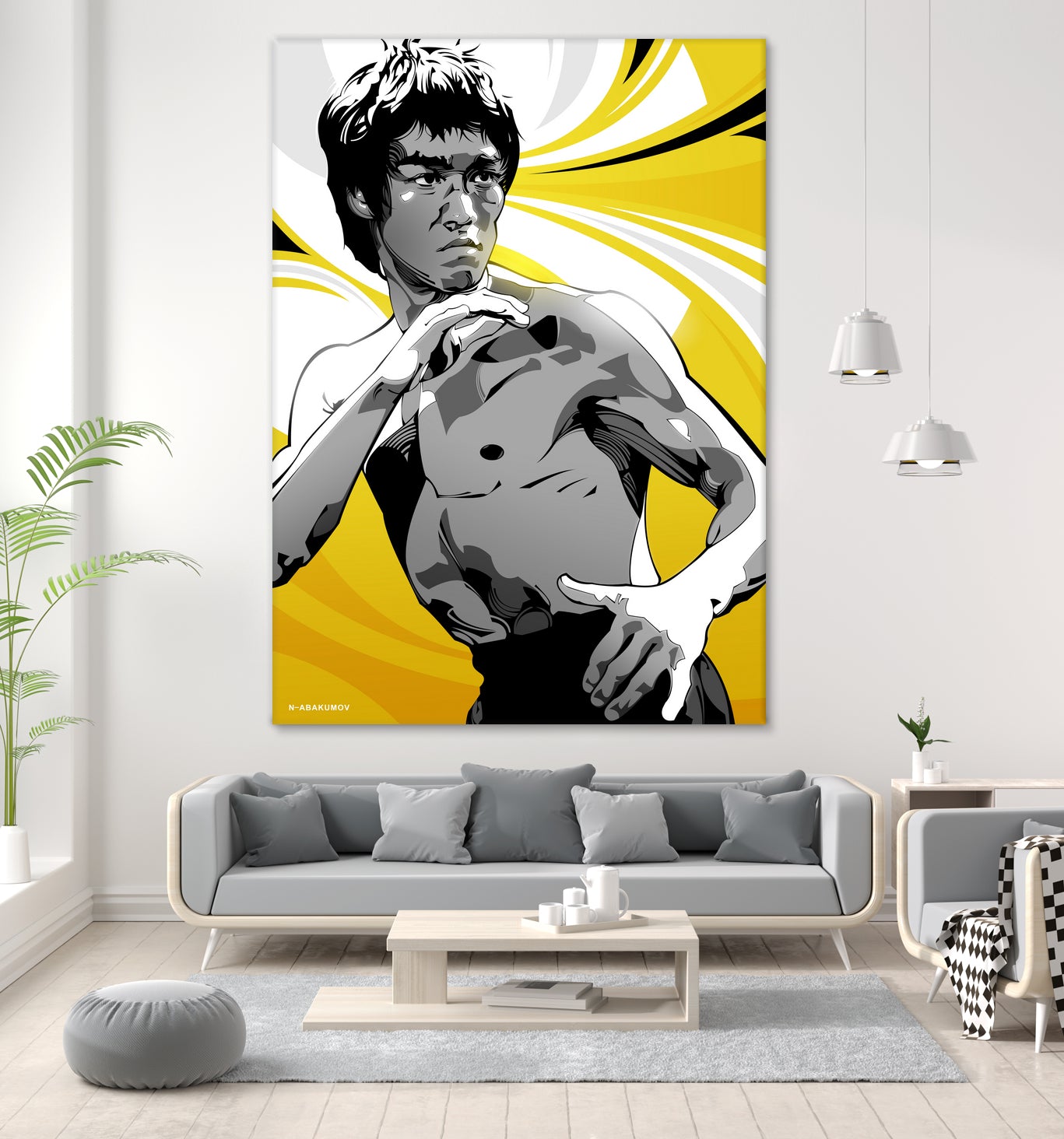 Bruce Lee by Nikita Abakumov on GIANT ART - yellow vector illustration