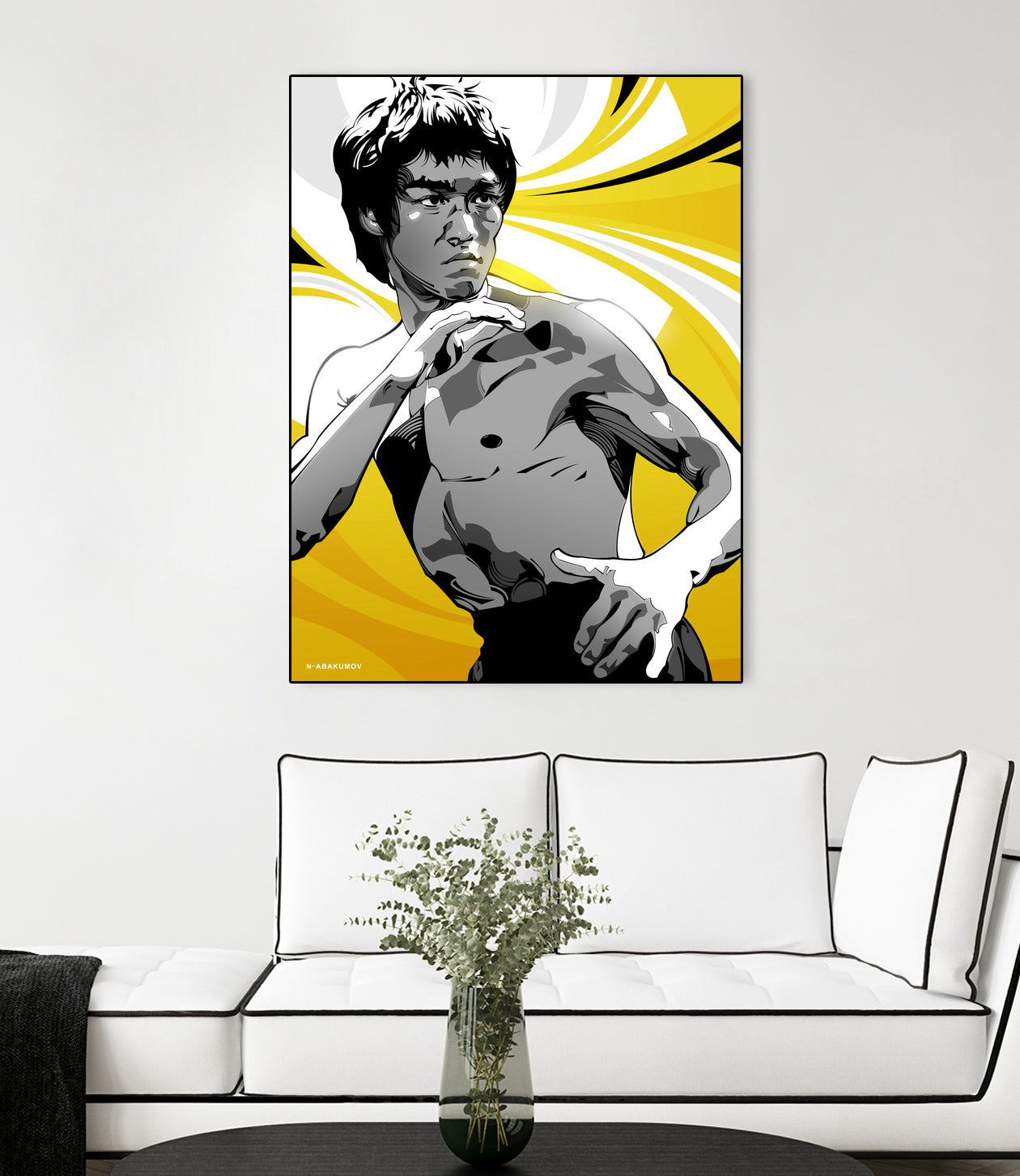 Bruce Lee by Nikita Abakumov on GIANT ART - yellow vector illustration