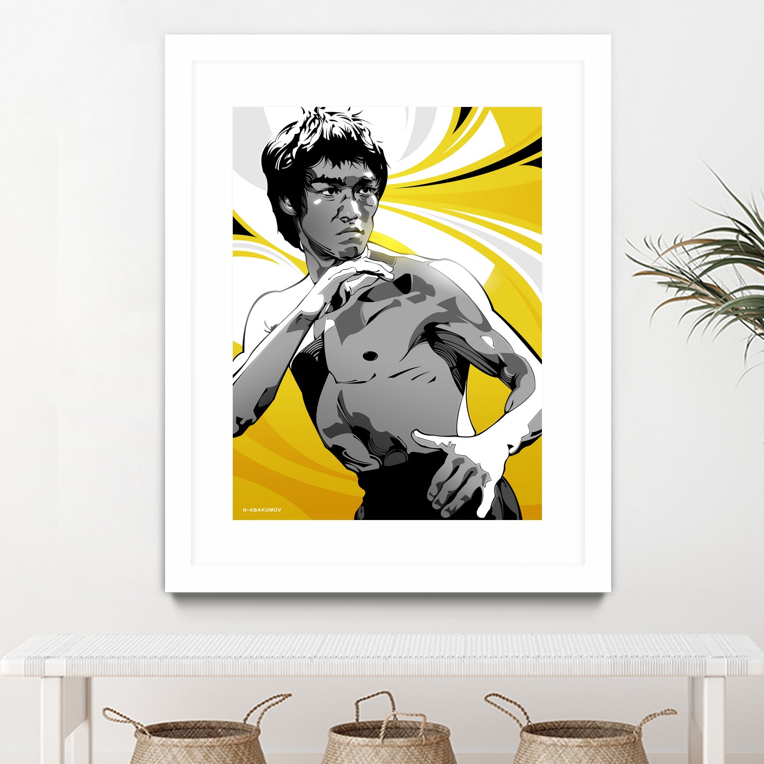 Bruce Lee by Nikita Abakumov on GIANT ART - yellow vector illustration