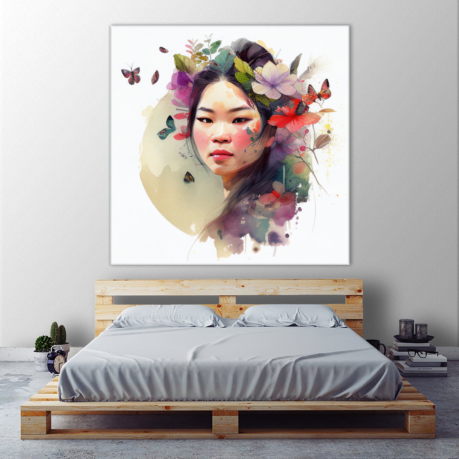 Watercolor Floral Asian Woman #3 by Isabel Cerdá Muñoz on GIANT ART - green digital painting