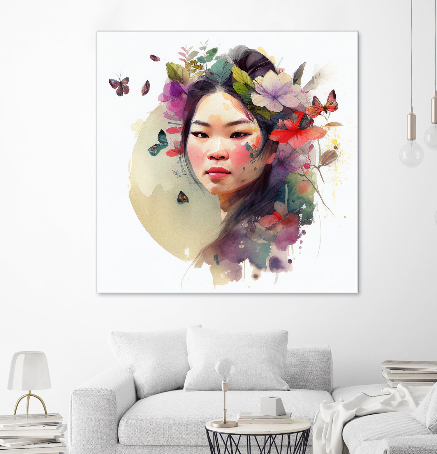 Watercolor Floral Asian Woman #3 by Isabel Cerdá Muñoz on GIANT ART - green digital painting