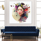 Watercolor Floral Asian Woman #3 by Isabel Cerdá Muñoz on GIANT ART - green digital painting