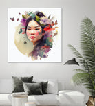 Watercolor Floral Asian Woman #3 by Isabel Cerdá Muñoz on GIANT ART - green digital painting