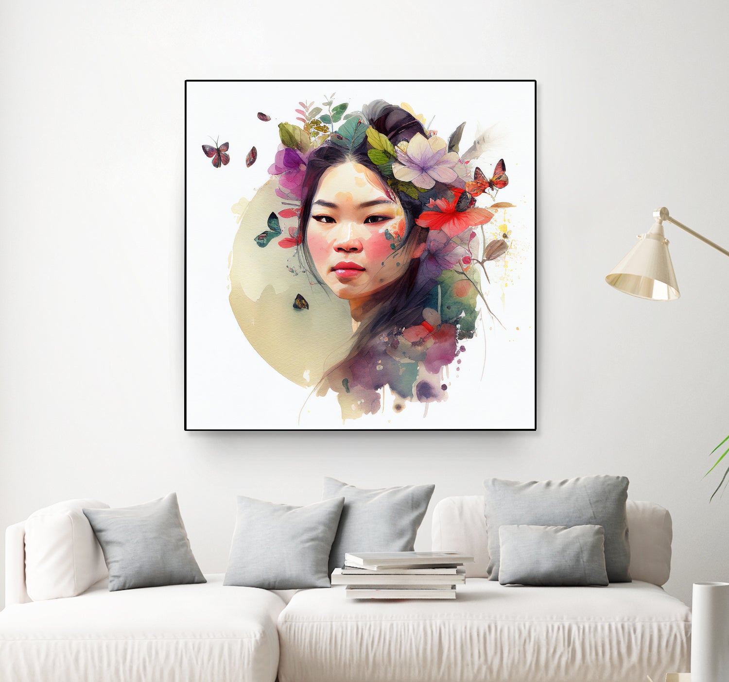 Watercolor Floral Asian Woman #3 by Isabel Cerdá Muñoz on GIANT ART - green digital painting