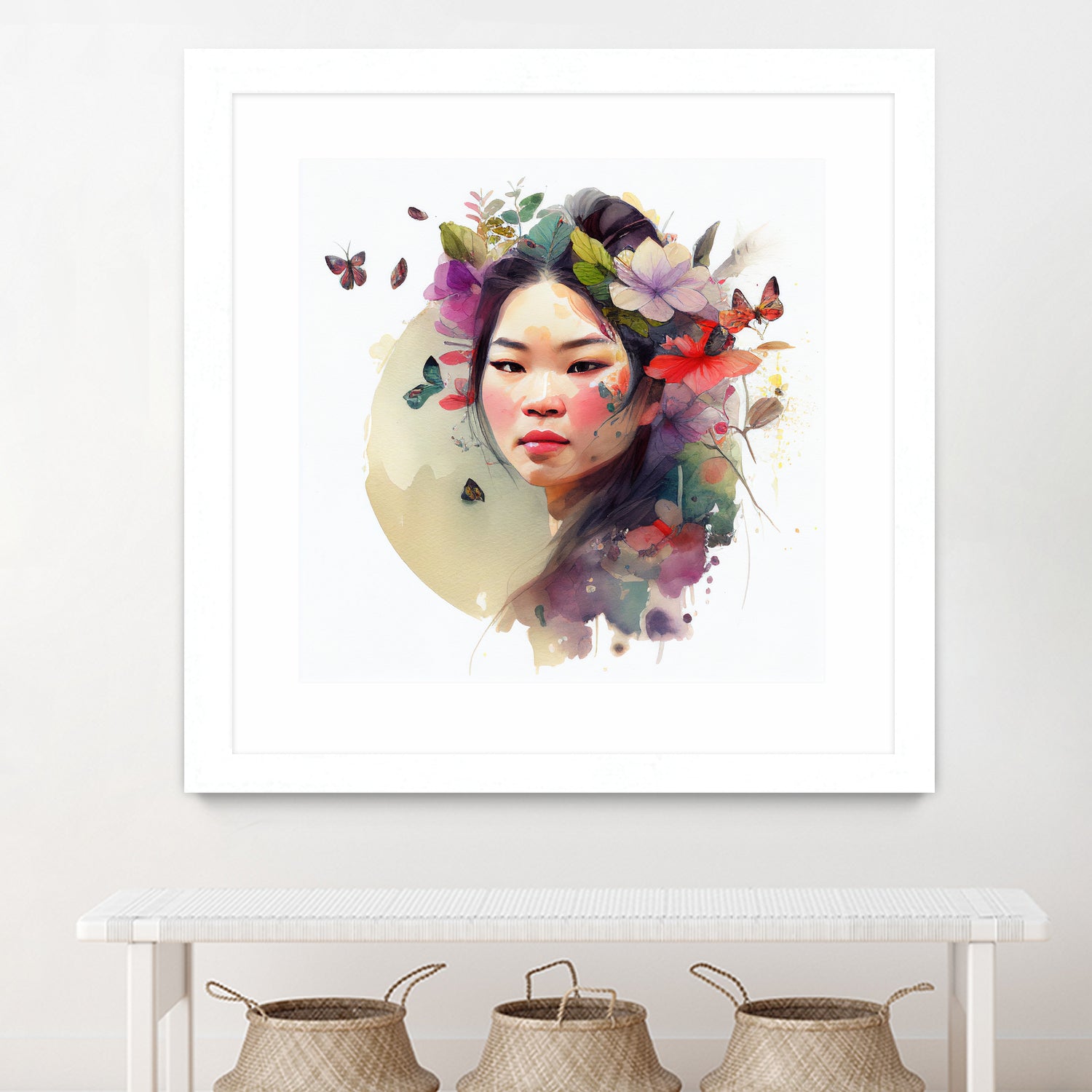 Watercolor Floral Asian Woman #3 by Isabel Cerdá Muñoz on GIANT ART - green digital painting