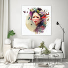 Watercolor Floral Asian Woman #3 by Isabel Cerdá Muñoz on GIANT ART - green digital painting