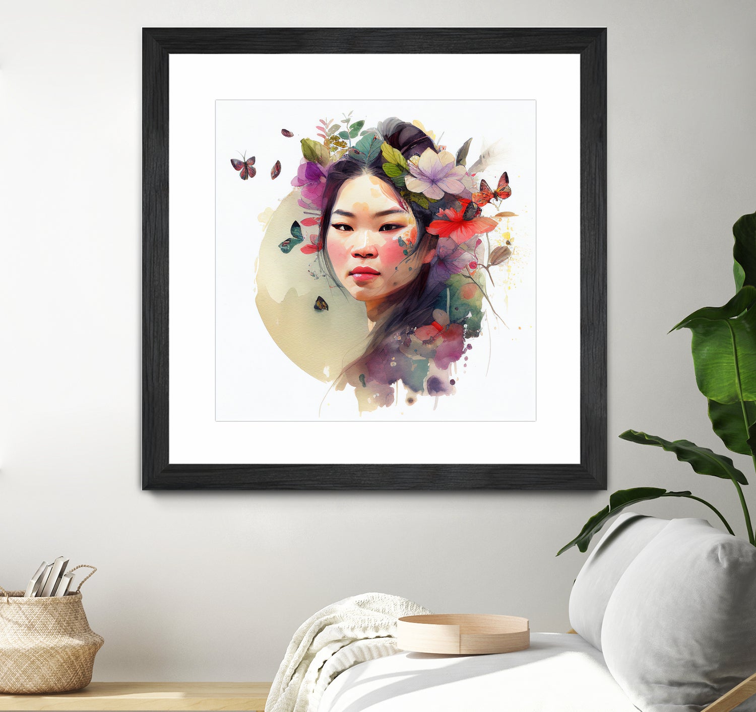 Watercolor Floral Asian Woman #3 by Isabel Cerdá Muñoz on GIANT ART - green digital painting