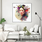 Watercolor Floral Asian Woman #3 by Isabel Cerdá Muñoz on GIANT ART - green digital painting