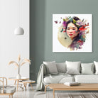 Watercolor Floral Asian Woman #3 by Isabel Cerdá Muñoz on GIANT ART - green digital painting