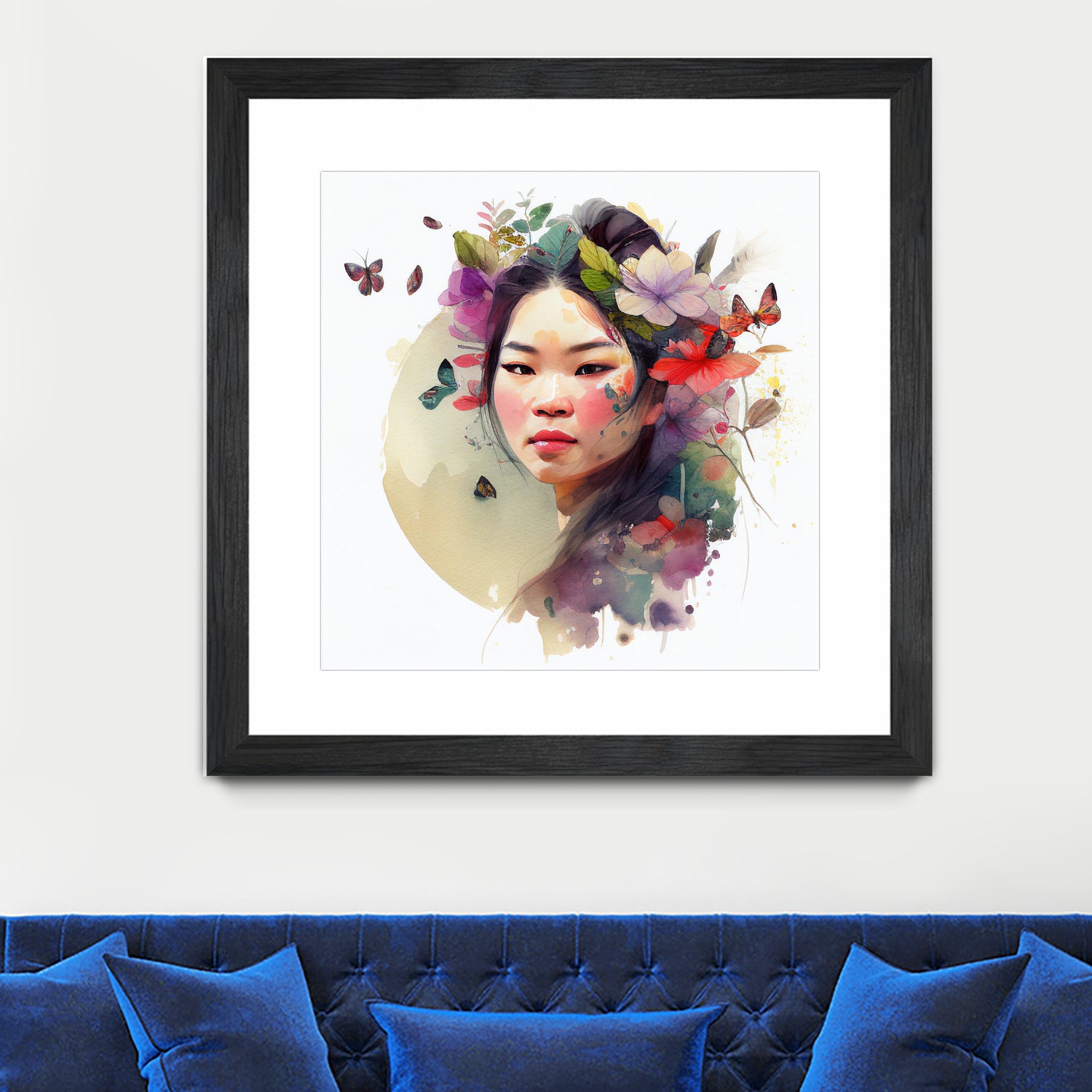 Watercolor Floral Asian Woman #3 by Isabel Cerdá Muñoz on GIANT ART - green digital painting