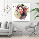 Watercolor Floral Asian Woman #3 by Isabel Cerdá Muñoz on GIANT ART - green digital painting