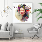 Watercolor Floral Asian Woman #3 by Isabel Cerdá Muñoz on GIANT ART - green digital painting