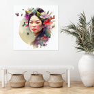 Watercolor Floral Asian Woman #3 by Isabel Cerdá Muñoz on GIANT ART - green digital painting