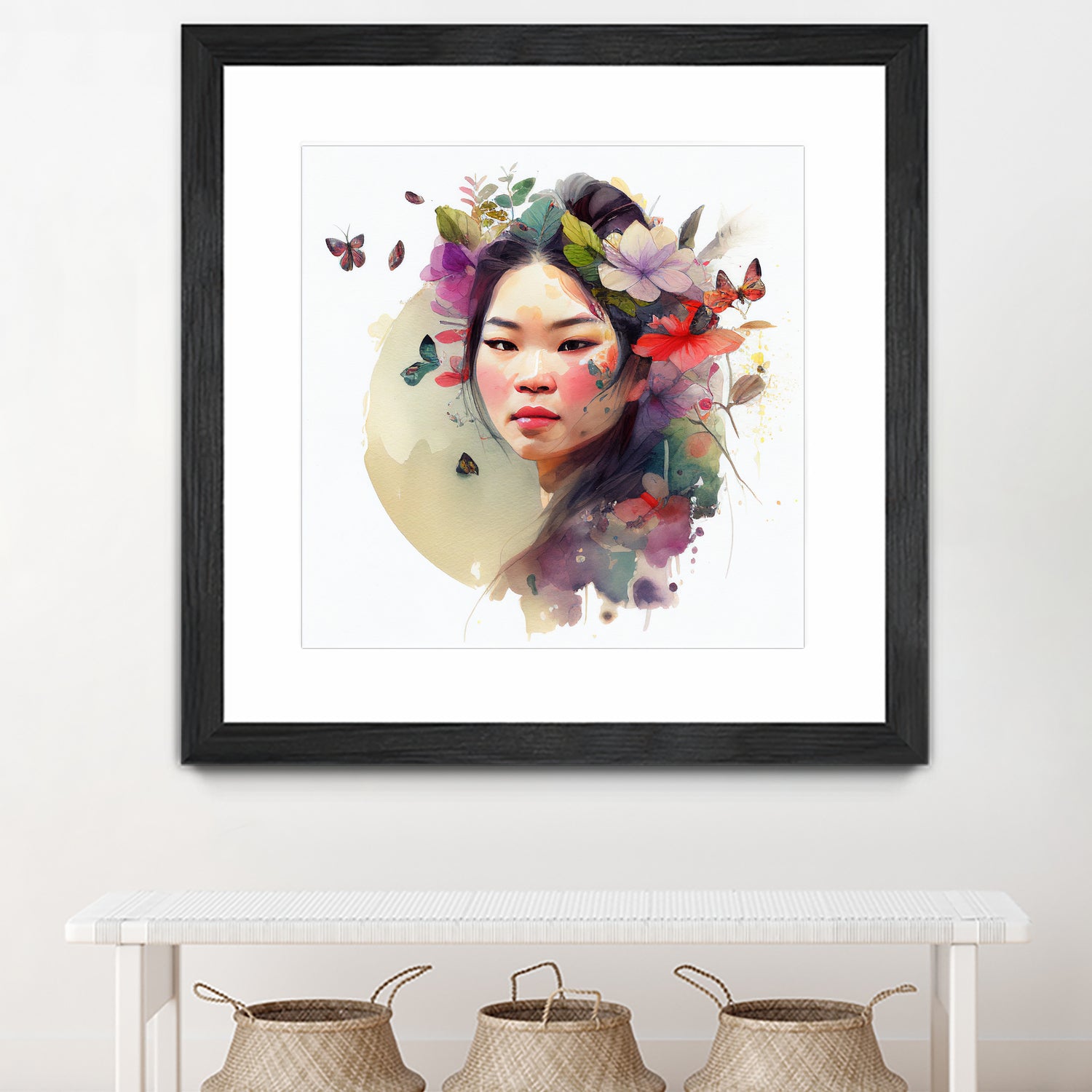 Watercolor Floral Asian Woman #3 by Isabel Cerdá Muñoz on GIANT ART - green digital painting