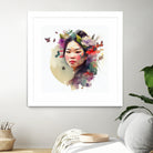 Watercolor Floral Asian Woman #3 by Isabel Cerdá Muñoz on GIANT ART - green digital painting