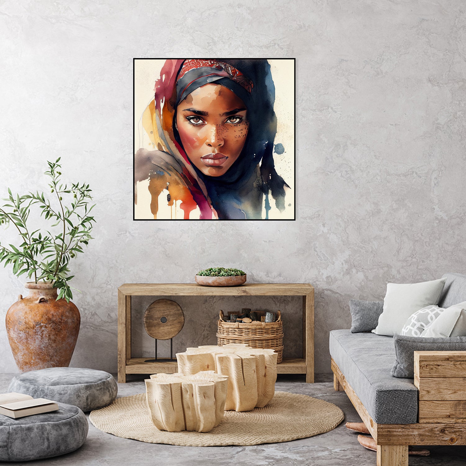 Watercolor Tuareg Woman #7 by Isabel Cerdá Muñoz on GIANT ART - brown digital painting